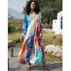 imageBsubseach Kaftan Dress for Swimwear Women Plus Size Bathing Suit Cover Up Beach RobeColourful Abstract