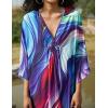 imageBsubseach Kaftan Dress for Swimwear Women Plus Size Bathing Suit Cover Up Beach RobeColourful Lines