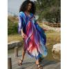 imageBsubseach Kaftan Dress for Swimwear Women Plus Size Bathing Suit Cover Up Beach RobeColourful Lines