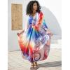 imageBsubseach Kaftan Dress for Swimwear Women Plus Size Bathing Suit Cover Up Beach RobeColourful Swirls