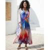 imageBsubseach Kaftan Dress for Swimwear Women Plus Size Bathing Suit Cover Up Beach RobeColourful Swirls