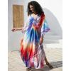 imageBsubseach Kaftan Dress for Swimwear Women Plus Size Bathing Suit Cover Up Beach RobeColourful Swirls