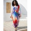 imageBsubseach Kaftan Dress for Swimwear Women Plus Size Bathing Suit Cover Up Beach RobeColourful Swirls