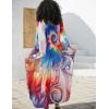imageBsubseach Kaftan Dress for Swimwear Women Plus Size Bathing Suit Cover Up Beach RobeColourful Swirls