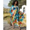 imageBsubseach Kaftan Dress for Swimwear Women Plus Size Bathing Suit Cover Up Beach RobeFish Scale Pattern