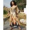 imageBsubseach Kaftan Dress for Swimwear Women Plus Size Bathing Suit Cover Up Beach RobeGold Feather