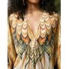 imageBsubseach Kaftan Dress for Swimwear Women Plus Size Bathing Suit Cover Up Beach RobeGold Feather