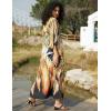 imageBsubseach Kaftan Dress for Swimwear Women Plus Size Bathing Suit Cover Up Beach RobeGold Feather
