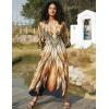 imageBsubseach Kaftan Dress for Swimwear Women Plus Size Bathing Suit Cover Up Beach RobeGold Feather