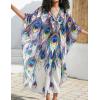 imageBsubseach Kaftan Dress for Swimwear Women Plus Size Bathing Suit Cover Up Beach RobePeacock Feathers