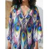 imageBsubseach Kaftan Dress for Swimwear Women Plus Size Bathing Suit Cover Up Beach RobePeacock Feathers