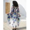 imageBsubseach Kaftan Dress for Swimwear Women Plus Size Bathing Suit Cover Up Beach RobePeacock Feathers