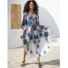 imageBsubseach Kaftan Dress for Swimwear Women Plus Size Bathing Suit Cover Up Beach RobePeacock Feathers