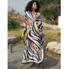 imageBsubseach Kaftan Dress for Swimwear Women Plus Size Bathing Suit Cover Up Beach RobeZebra Leopard