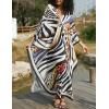 imageBsubseach Kaftan Dress for Swimwear Women Plus Size Bathing Suit Cover Up Beach RobeZebra Leopard