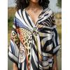 imageBsubseach Kaftan Dress for Swimwear Women Plus Size Bathing Suit Cover Up Beach RobeZebra Leopard