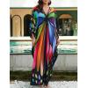 imageBsubseach Kaftan Dresses for Women Long Beach Cover Ups Plus Size Swimsuit Coverup Caftan LoungewearAcolored Butterfly