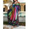 imageBsubseach Kaftan Dresses for Women Long Beach Cover Ups Plus Size Swimsuit Coverup Caftan LoungewearAcolored Butterfly