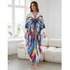 imageBsubseach Kaftan Dresses for Women Long Beach Cover Ups Plus Size Swimsuit Coverup Caftan LoungewearAcolored Butterfly 3