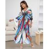imageBsubseach Kaftan Dresses for Women Long Beach Cover Ups Plus Size Swimsuit Coverup Caftan LoungewearAcolored Butterfly 3