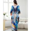 imageBsubseach Kaftan Dresses for Women Long Beach Cover Ups Plus Size Swimsuit Coverup Caftan LoungewearDark Blue Butterfly