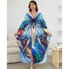 imageBsubseach Kaftan Dresses for Women Long Beach Cover Ups Plus Size Swimsuit Coverup Caftan LoungewearDark Blue Butterfly