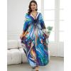 imageBsubseach Kaftan Dresses for Women Long Beach Cover Ups Plus Size Swimsuit Coverup Caftan LoungewearDark Blue Butterfly