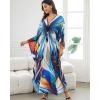 imageBsubseach Kaftan Dresses for Women Long Beach Cover Ups Plus Size Swimsuit Coverup Caftan LoungewearDark Blue Butterfly