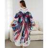 imageBsubseach Kaftan Dresses for Women Long Beach Cover Ups Plus Size Swimsuit Coverup Caftan LoungewearRed Blue Butterfly