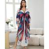 imageBsubseach Kaftan Dresses for Women Long Beach Cover Ups Plus Size Swimsuit Coverup Caftan LoungewearRed Blue Butterfly