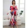 imageBsubseach Kaftan Dresses for Women Long Beach Cover Ups Plus Size Swimsuit Coverup Caftan LoungewearRed Colored Butterfly