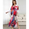 imageBsubseach Kaftan Dresses for Women Long Beach Cover Ups Plus Size Swimsuit Coverup Caftan LoungewearRed Colored Butterfly