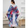 imageBsubseach Kaftan Dresses for Women Long Beach Cover Ups Plus Size Swimsuit Coverup Caftan LoungewearRose Blue Butterfly