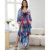 imageBsubseach Kaftan Dresses for Women Long Beach Cover Ups Plus Size Swimsuit Coverup Caftan LoungewearRose Blue Butterfly