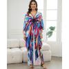 imageBsubseach Kaftan Dresses for Women Long Beach Cover Ups Plus Size Swimsuit Coverup Caftan LoungewearRose Blue Butterfly