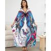 imageBsubseach Kaftan Dresses for Women Long Beach Cover Ups Plus Size Swimsuit Coverup Caftan LoungewearWhite Blue Butterfly