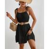 imageBsubseach Knit Swimsuit Cover Up Dress Women 2025 Ruffle Bathing Suit Coverup Spaghetti Strap Beach Dresses Summer SundressBlack