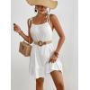 imageBsubseach Knit Swimsuit Cover Up Dress Women 2025 Ruffle Bathing Suit Coverup Spaghetti Strap Beach Dresses Summer SundressWhite