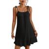 imageBsubseach Knit Swimsuit Cover Up Dress Women 2025 Ruffle Bathing Suit Coverup Spaghetti Strap Beach Dresses Summer SundressBlack