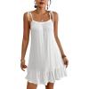 imageBsubseach Knit Swimsuit Cover Up Dress Women 2025 Ruffle Bathing Suit Coverup Spaghetti Strap Beach Dresses Summer SundressWhite