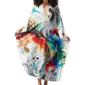 imageBsubseach Kaftan Dress for Swimwear Women Plus Size Bathing Suit Cover Up Beach RobeAbstract Print