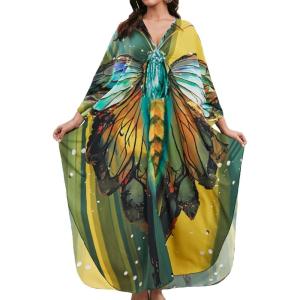 imageBsubseach Kaftan Dresses for Women Long Beach Cover Ups Plus Size Swimsuit Coverup Caftan LoungewearAarmy Green