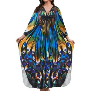 imageBsubseach Kaftan Dresses for Women Long Beach Cover Ups Plus Size Swimsuit Coverup Caftan LoungewearAbutterfly Wing