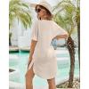 imageBsubseach Womens Beach Coverups for Bathing Suits Half Sleeve V Neck Swim Cover Up Mini DressApricot