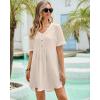 imageBsubseach Womens Beach Coverups for Bathing Suits Half Sleeve V Neck Swim Cover Up Mini DressApricot