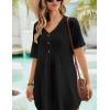 imageBsubseach Womens Beach Coverups for Bathing Suits Half Sleeve V Neck Swim Cover Up Mini DressBlack