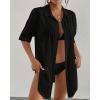 imageBsubseach Womens Swimwear Cover Ups Shirt Dress for Women Button Down Dresses BeachwearBlack