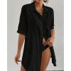 imageBsubseach Womens Swimwear Cover Ups Shirt Dress for Women Button Down Dresses BeachwearBlack