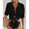 imageBsubseach Womens Swimwear Cover Ups Shirt Dress for Women Button Down Dresses BeachwearBlack
