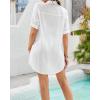 imageBsubseach Womens Swimwear Cover Ups Shirt Dress for Women Button Down Dresses BeachwearWhite